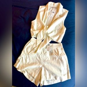 NEW Abercrombie & Fitch Linen Short Set in White